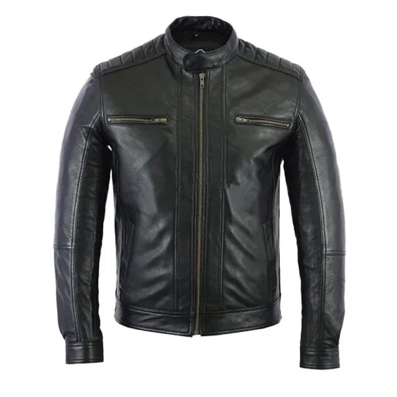 Handmade Sheepskin Leather Biker Jacket – Durable Winter Coat