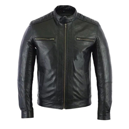 Handmade Sheepskin Leather Biker Jacket – Durable Winter Coat