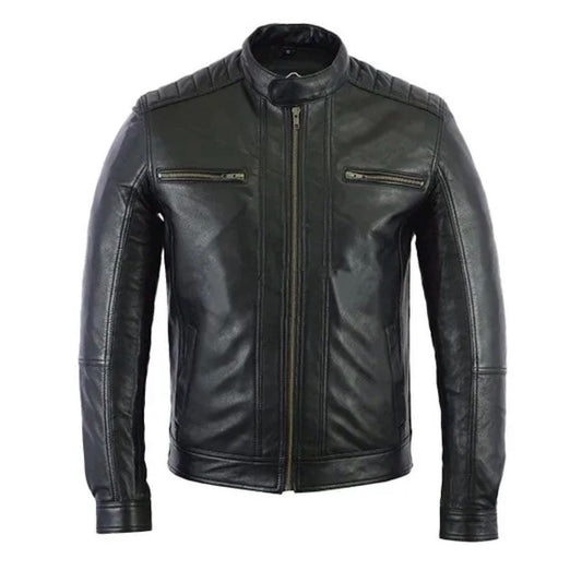 Handmade Sheepskin Leather Biker Jacket – Durable Winter Coat