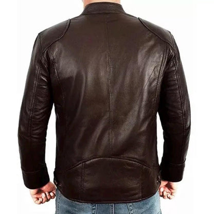 Handmade Sheepskin Leather Biker Jacket – Durable Winter Coat