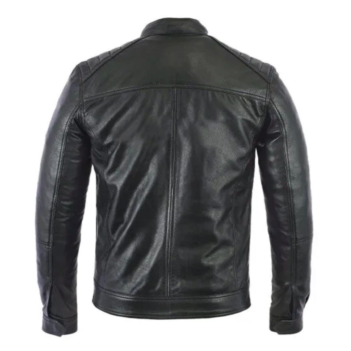 Handmade Sheepskin Leather Biker Jacket – Durable Winter Coat