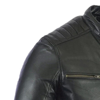 Handmade Sheepskin Leather Biker Jacket – Durable Winter Coat